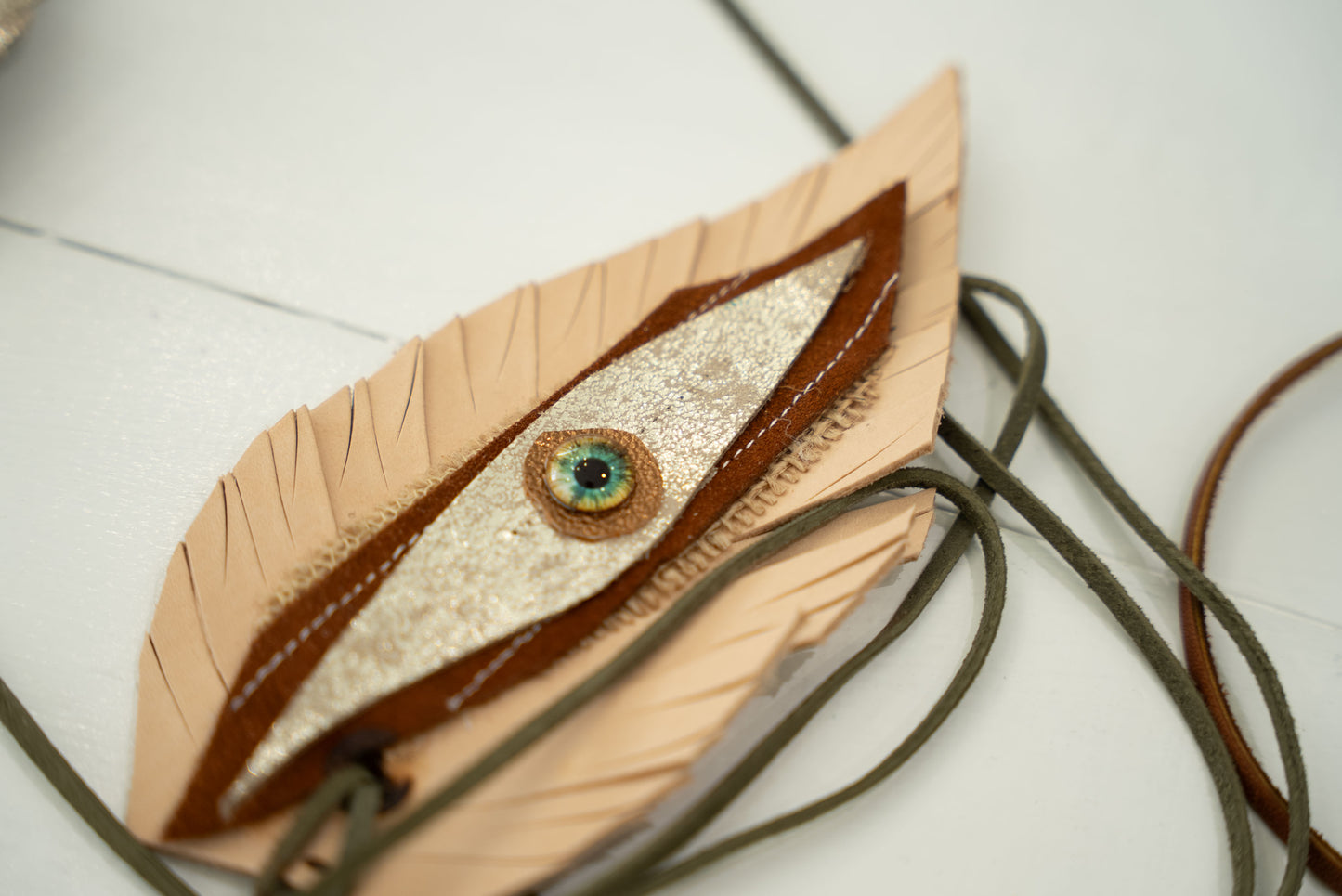 Evil Eye Leather Feather